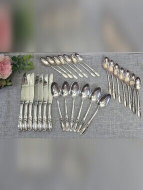 Vintage 1953 Community Plate Silverware "White Orchid" - 27 Piece Partial Set